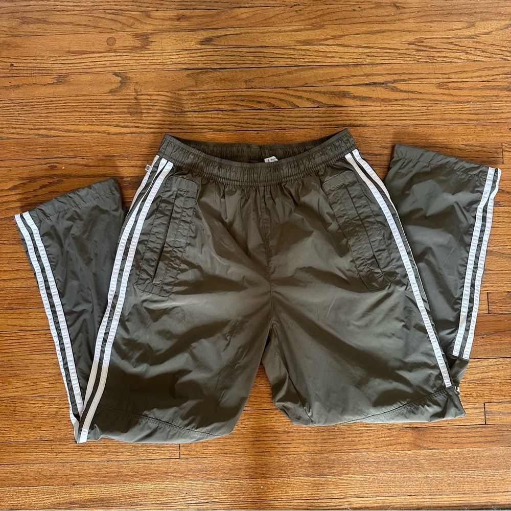 Adidas army green Joggers with White Stripes